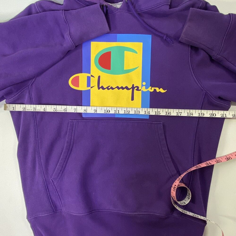 Champion Hoodie Sweatshirt Size Small Reverse Weave Purple Colorful Graphic Logo - Picture 7 of 12